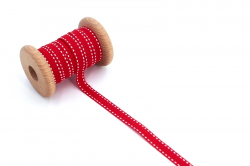 Ripsband Steppfaden rot/weiß (1 m)